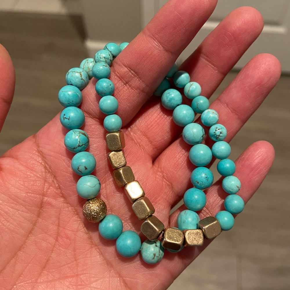 Turquoise colored bracelets
